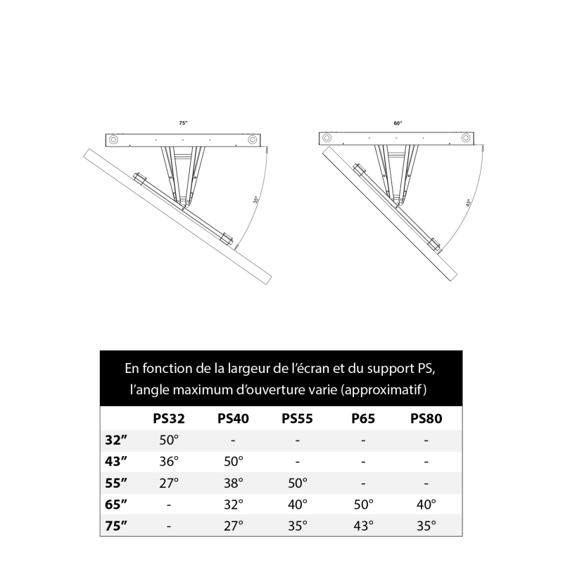 PS80 Support TV manuel orientable