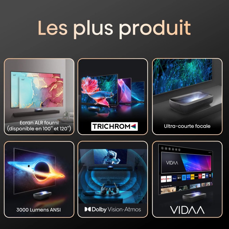 Pack Laser TV Trichroma et écran 100 pouces Série L9H